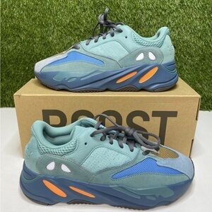 Yeezy Boost 700- Faded Azure -- Adidas Turquoise Athletic Shoes